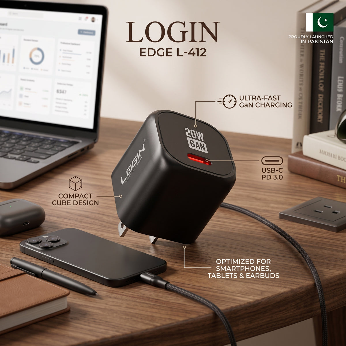 EDGE L-412: Fast 20W GaN Mini Charge